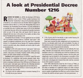 A Look at Presidential Decree Number 1216. (NewsVille March 29, April 11, 2018 issue).